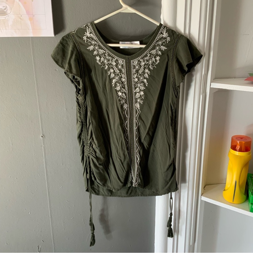Moss Green Flowing Top | TIME And TRU | Large (12-14)